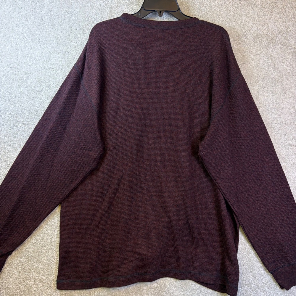 RedHead Tower Rock Crew Shirt Mens XL Burgundy Black Long Sleeve Waffle Knit NEW - Picture 2 of 8